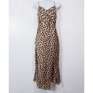 Hello Molly Animal Print Sexy Sateen Midi Dress